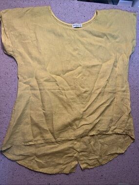 Terzo Linen  Scoop-Neck Tunic in Yellow lagenlook artsy beach